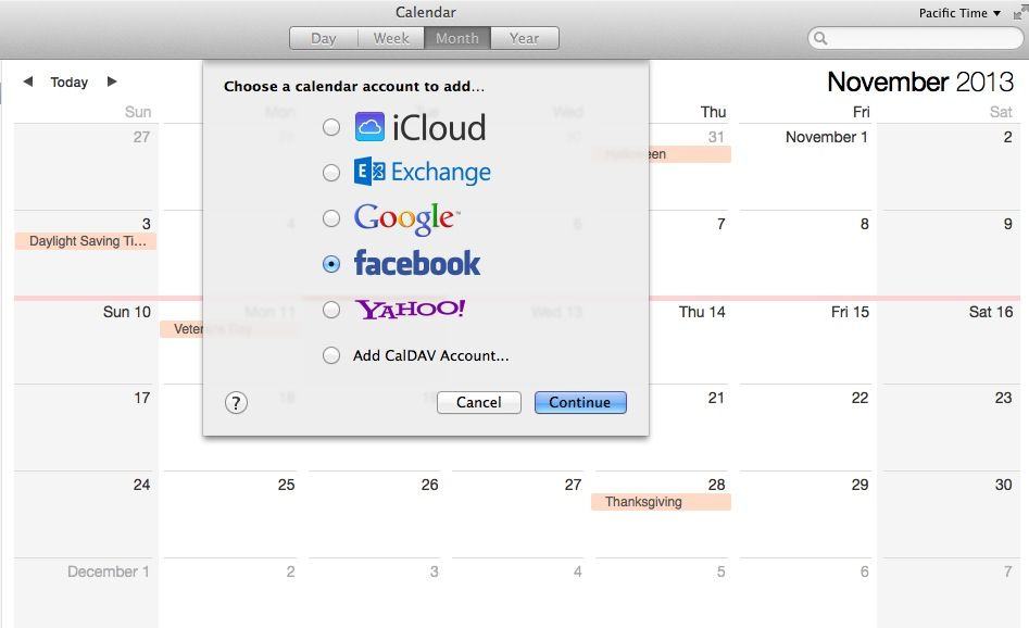 Facebook Events Calendar