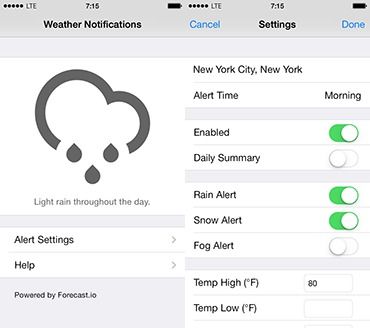 weatehr notifications
