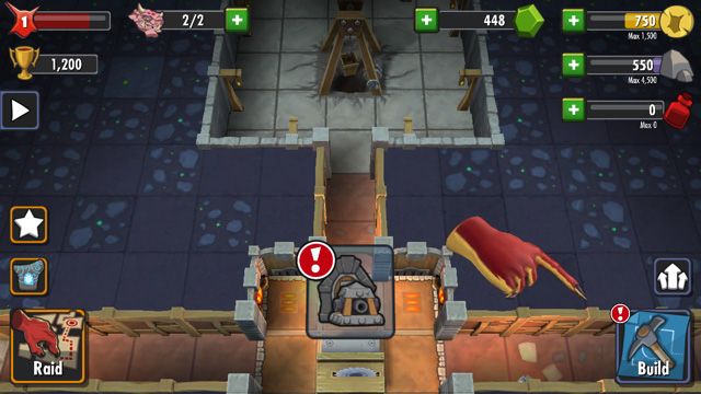 You tap on floating icons to interact with rooms or harvest resources.