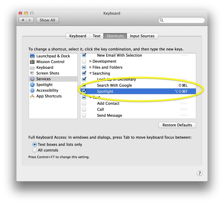 Search Shortcuts