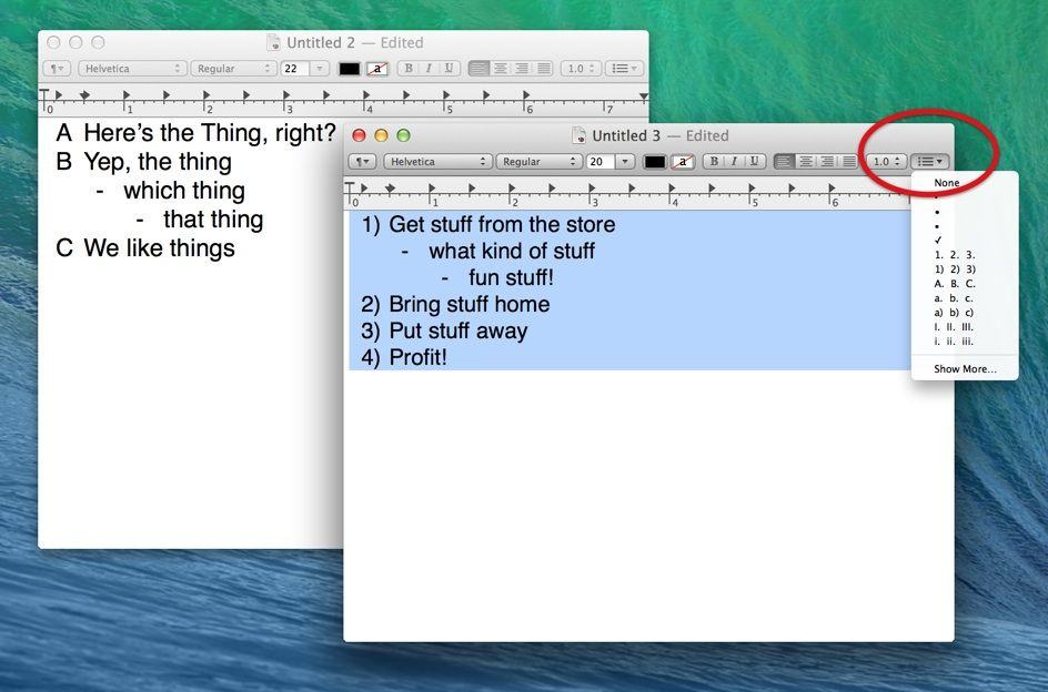 TextEdit Outlines