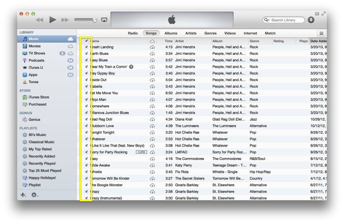 basic iTunes list