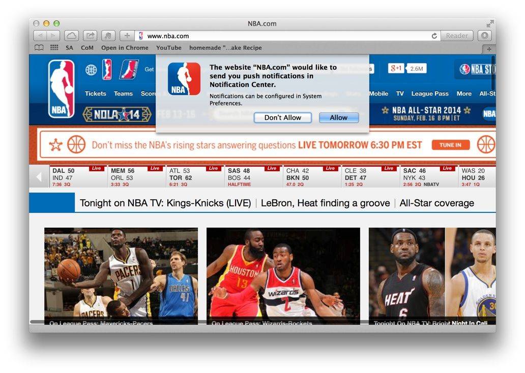 nba push notification