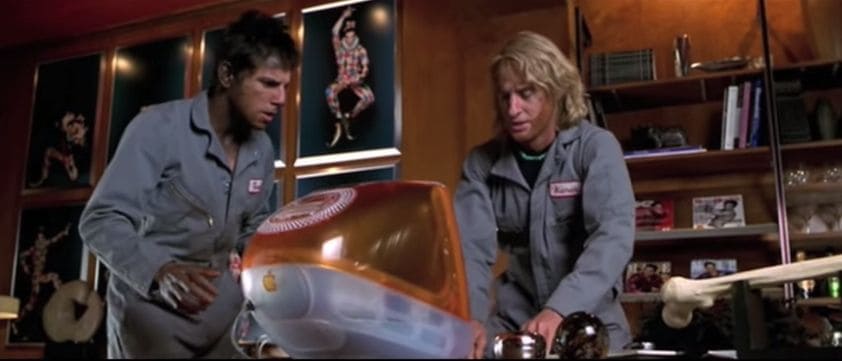 ZoolanderThe blissful stupidity of Derek Zoolander and Hansel still gets us stoked for Orange Mocha Frappuccinos and gas station fuel-pump fights, but the male model duo took tech problems to all new heights in Zoolander as they struggled to open the iMac G3 carrying the files to stop Mugatu.