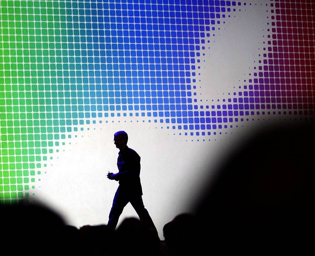 Tim Cook leaves the stage at the end of the 2014 WWDC keynote. Photo: Roberto Baldwin/The Next Web