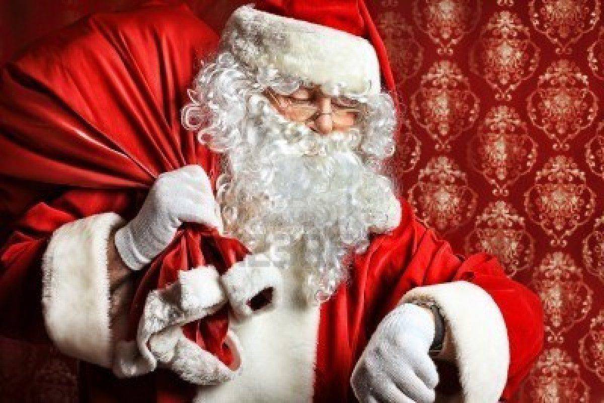 Santa discreetly taking a peek at his non-iWatch.