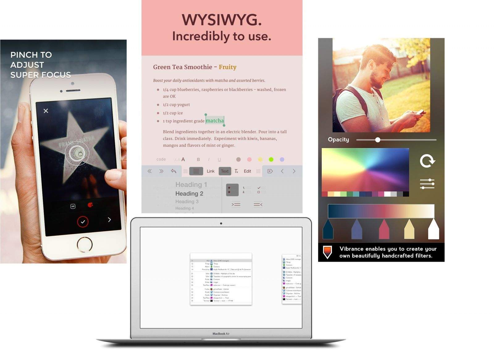 This week we get creative, making our own photo filters with Vibrance, writing stuff in the amazing Matcha text editor, and scheduling efficient days to fit it all in with Timeful. What are you waiting for? Check out the most interesting new iOS apps and updates in our weekly roundup.