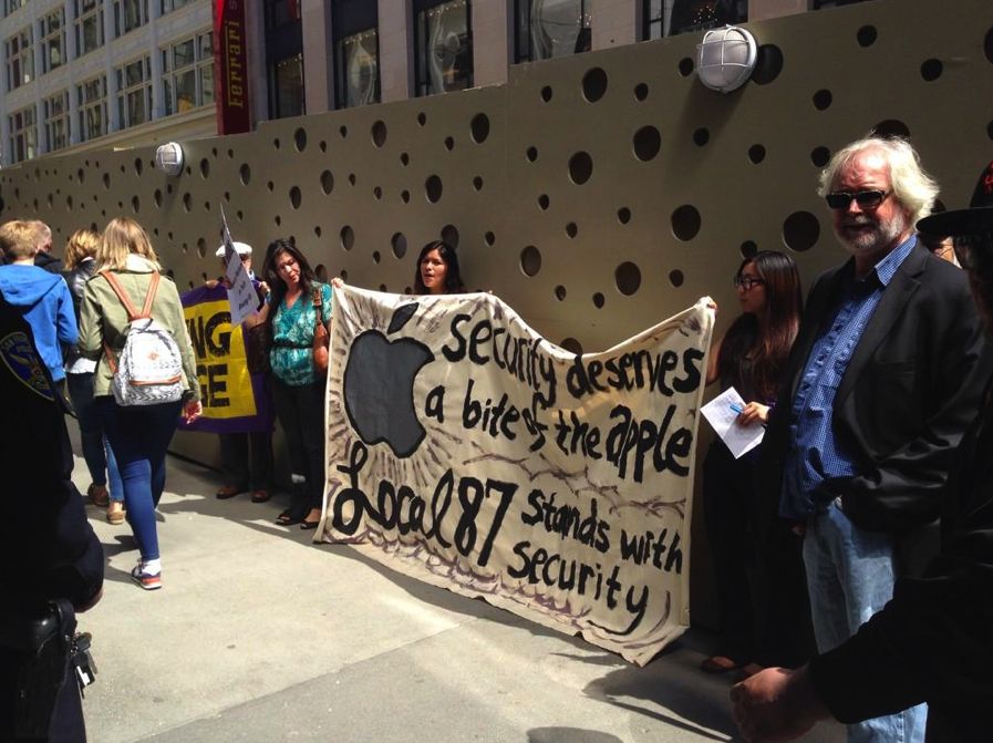 Protestors blocked the door