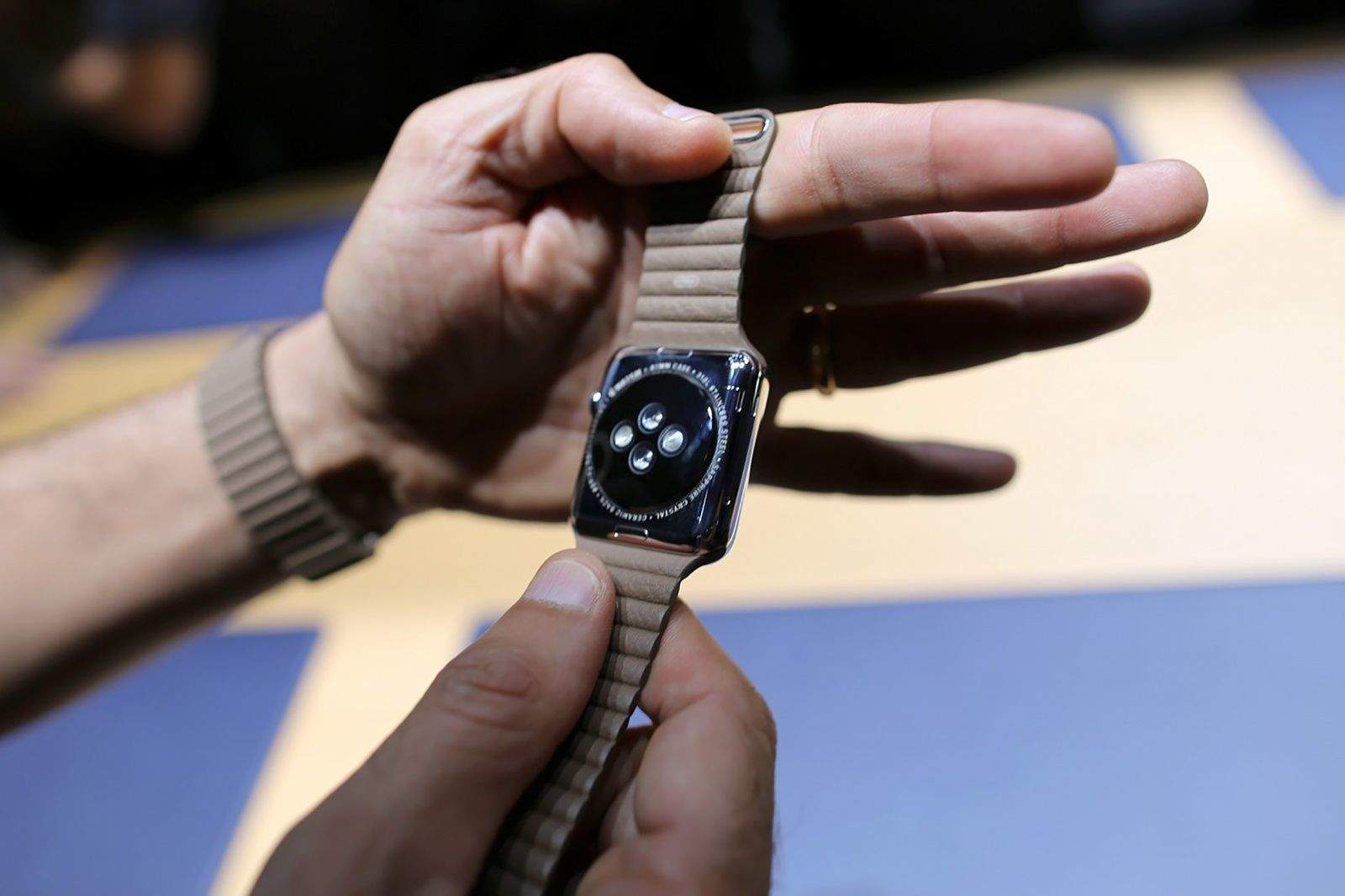 A special sensor on the back uses infrared, visible-light LEDs and photodiodes to detect your heart rate. Photo: Robert Baldwin/The Next Web