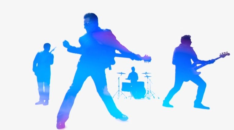 An image of U2 from a video for 