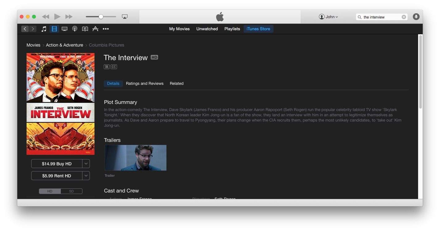 The Interview is now available on iTunes. Photo: Cult of Mac