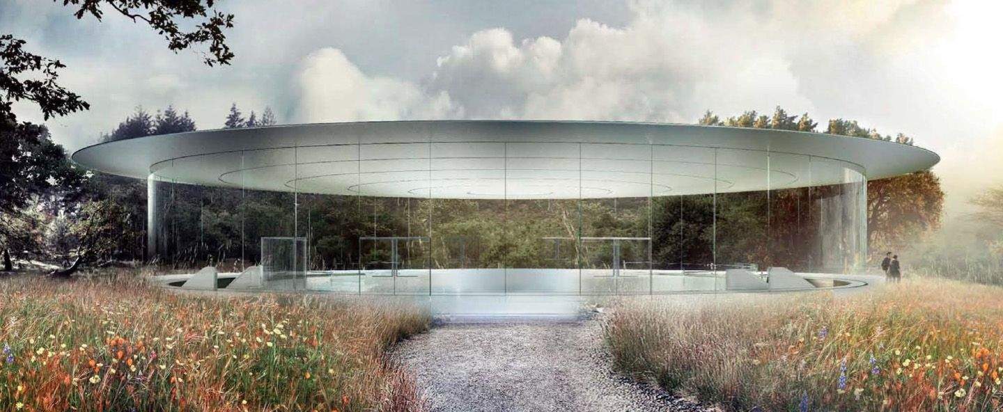 A concept of what the entrance to Apple's future theater will look like, not a shot from Christopher Nolan's next sci-fi epic. Photo: Cupertino.org