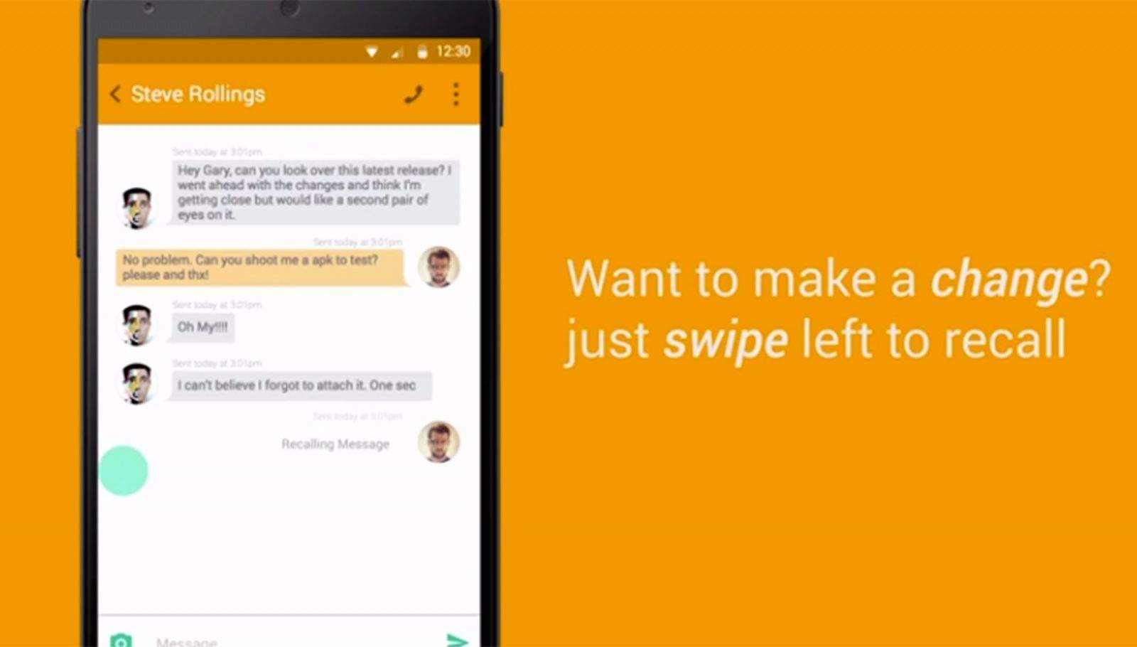 New messaging app On Second Thought allows time to reconsider before a message reaches its destination. Screen grab: On Second Thought