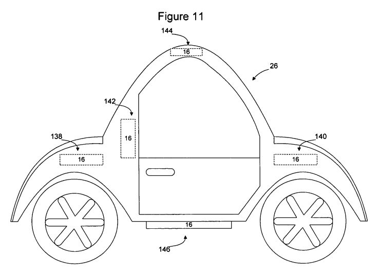 One possible challenge with a vehicle packed full of connected components is what happens when you're out of range of the Internet. That problem could be partially solved by technology described in a 2003 patent (the oldest on this list, although it was only published in 2012). The patent describes a mesh network capable of keeping a car running in such a scenario.Apple has since explored mesh networks beginning with iOS 7, becoming one of the first mainstream consumer tech companies to do so.