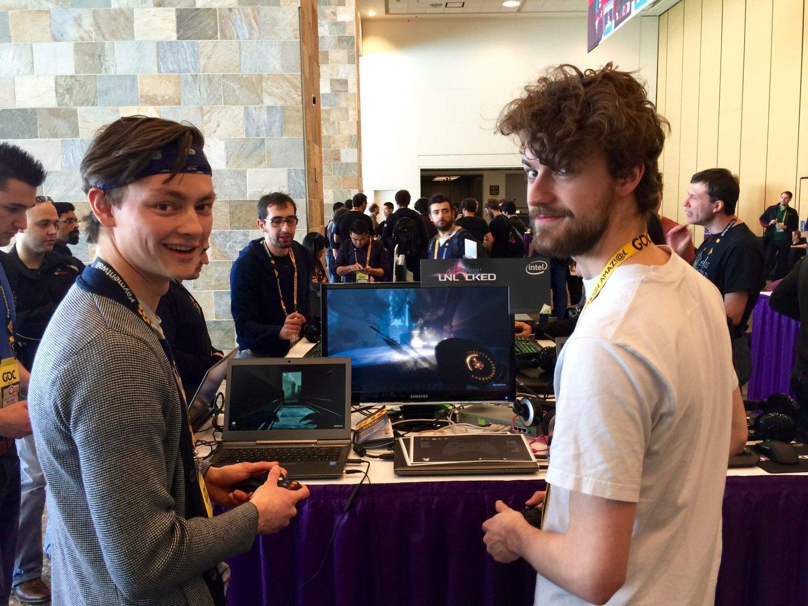 Peter Dijkstra (right) and Jeroen Van Hasselt, two of the devs of creepy arena game, The Flock. Photo: Rob LeFebvre/Cult of Mac