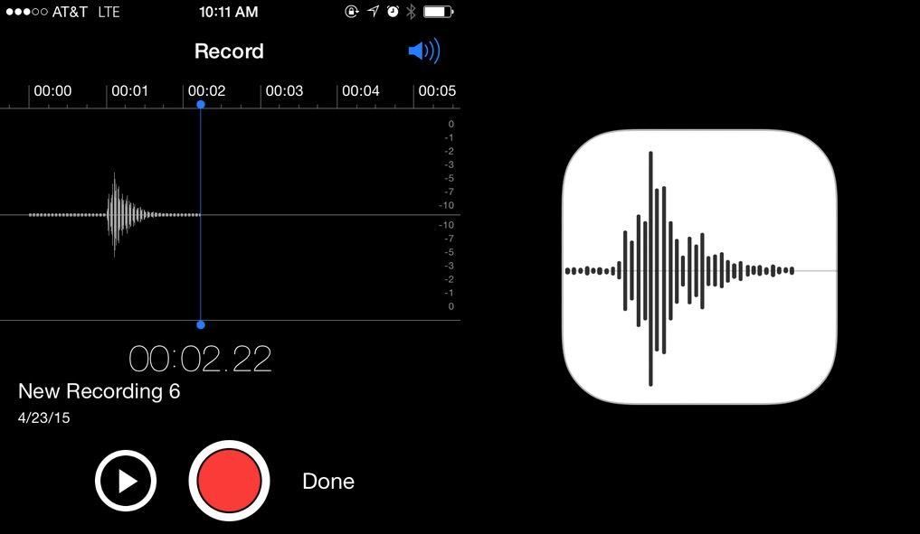 Say Apple into Voice Memos and you get its logo. Photo: Mike Rundle