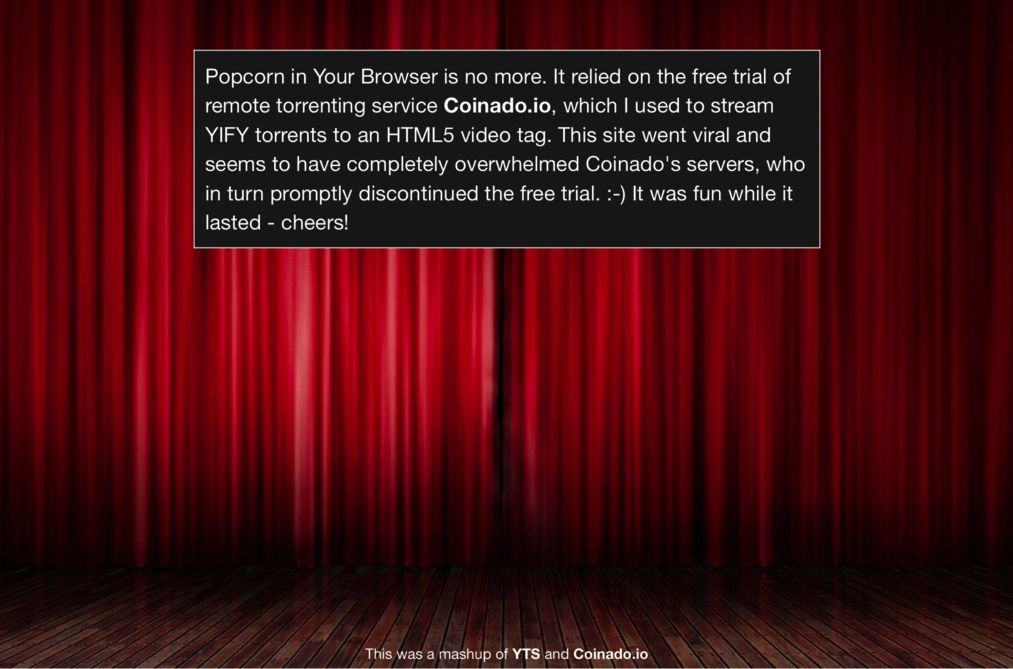 So long, Popcorn Time on Your Browser.
