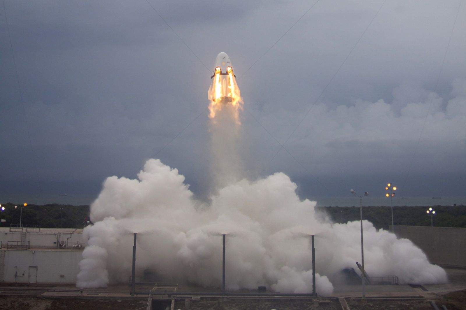 SpaceX is a step closer to manned flights after a successful test of a launch pad abort system. Photo: Space X