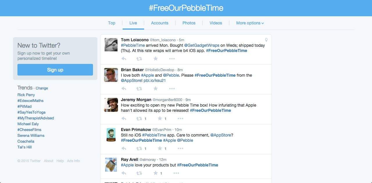 Pebble Time Twitter