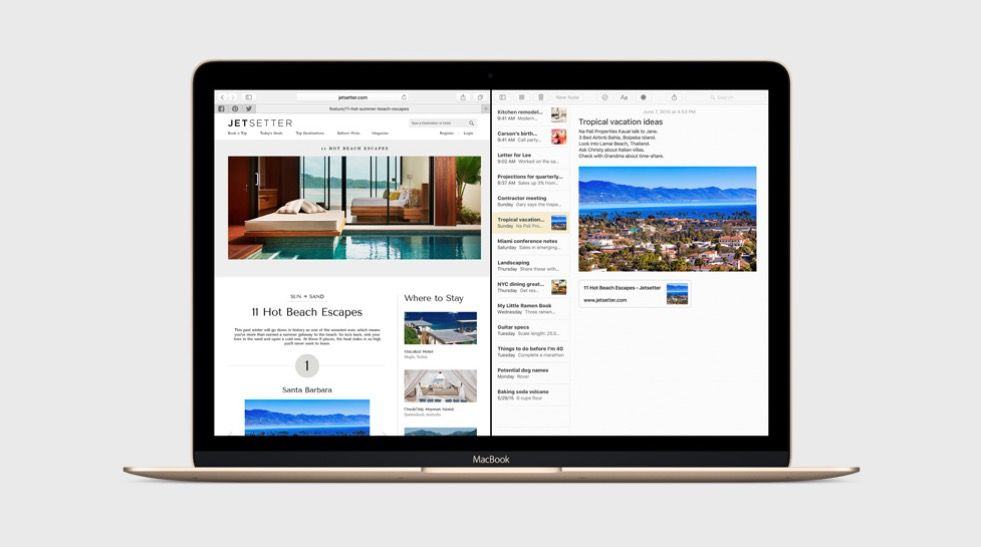 Split screen multitasking in El Capitan.