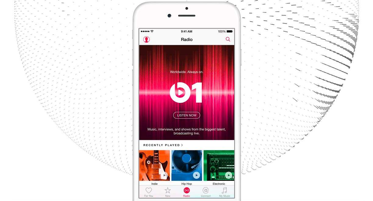 Screenshot shows Beats 1 radio on Apple Music on an iPhone.