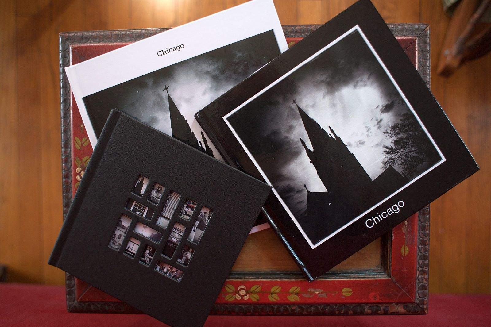 Photo books created with apps Mosaic, Cleen and ZOOMBOOK.