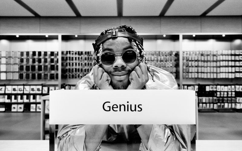 Prince Harvey in his studio, aka the Apple Stpre