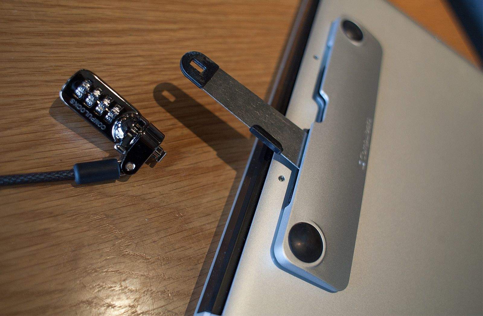 The Blade by Maclocks lets you secure your MacBook in place.