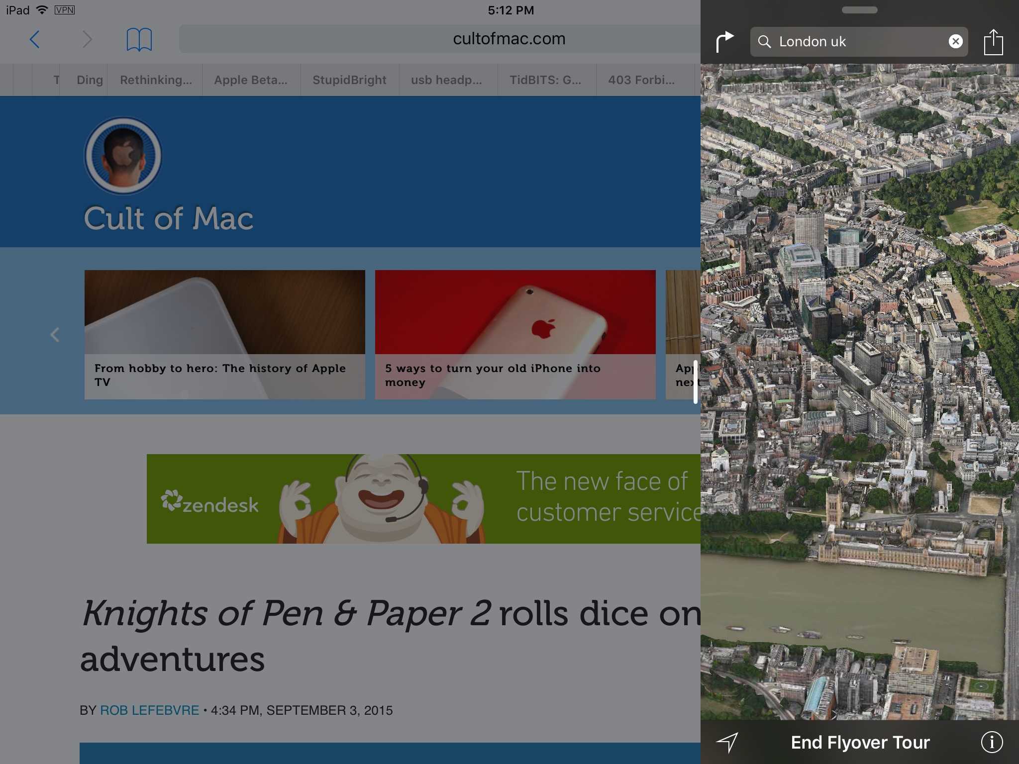 Checking out Maps while browsing the web.