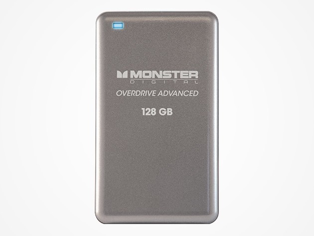 Monster's 128 gigabyte flash storage drive is sleek, lightweight, capacious, and secure.