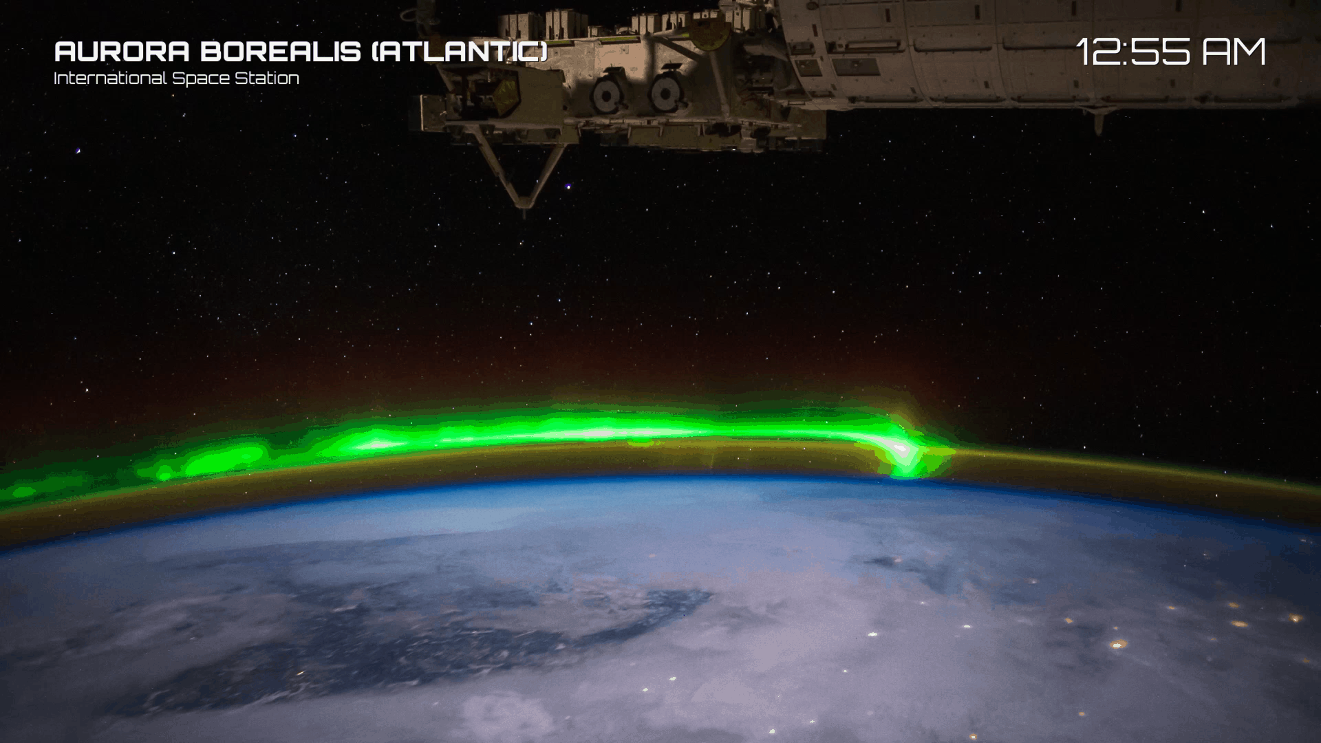 The Aurora Borealis over the Atlantic Ocean as seen from the International Space Station