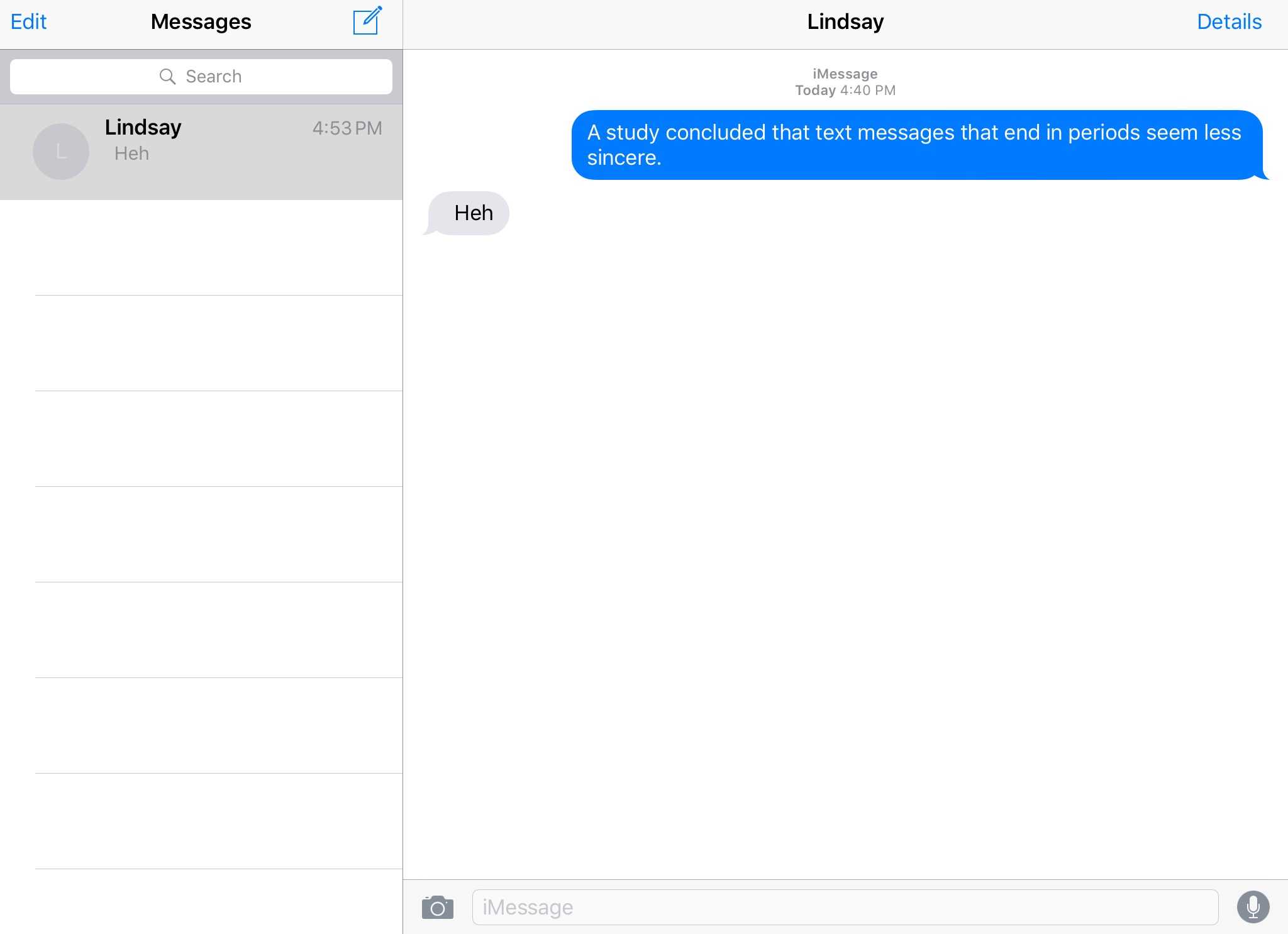 Text messages punctuation