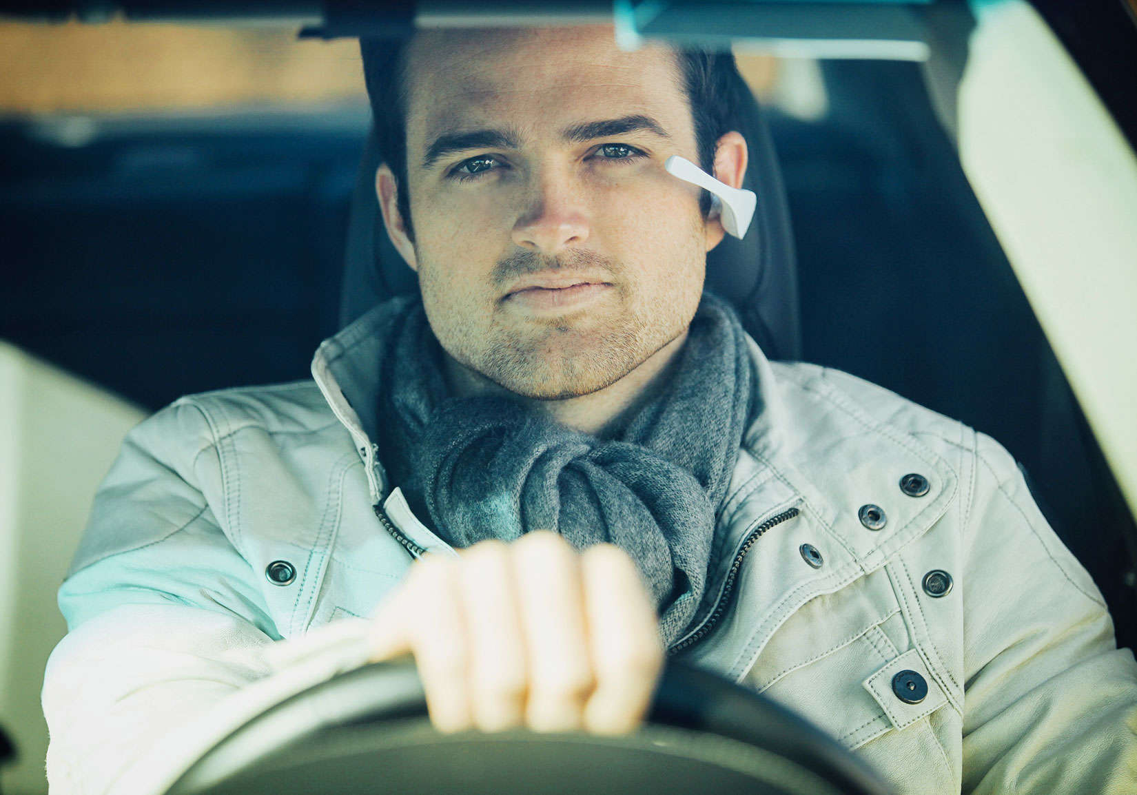 While it rests in your ear, the Vigo headset keeps an eye on you to make sure you stay awake at the wheel.