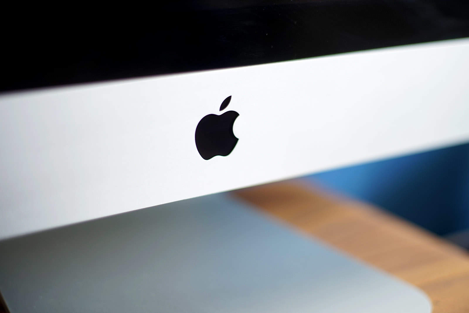Apple iMac showing the Apple logo.