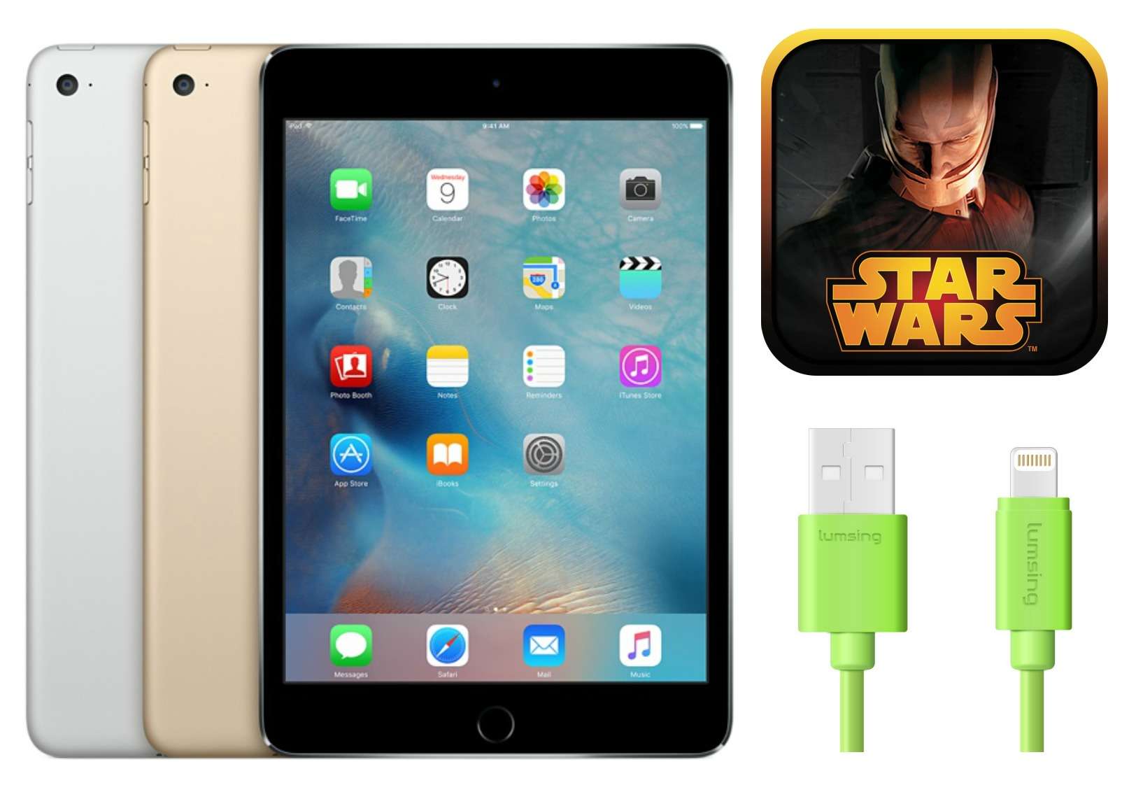 deals ipad mini 4, lightning cables, star wars kotor