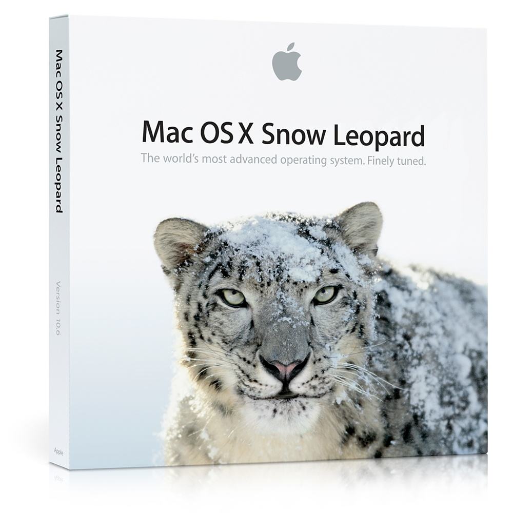 Photo of a Mac OS X Snow Leopard box. Apple released the software on August 28, 2009.