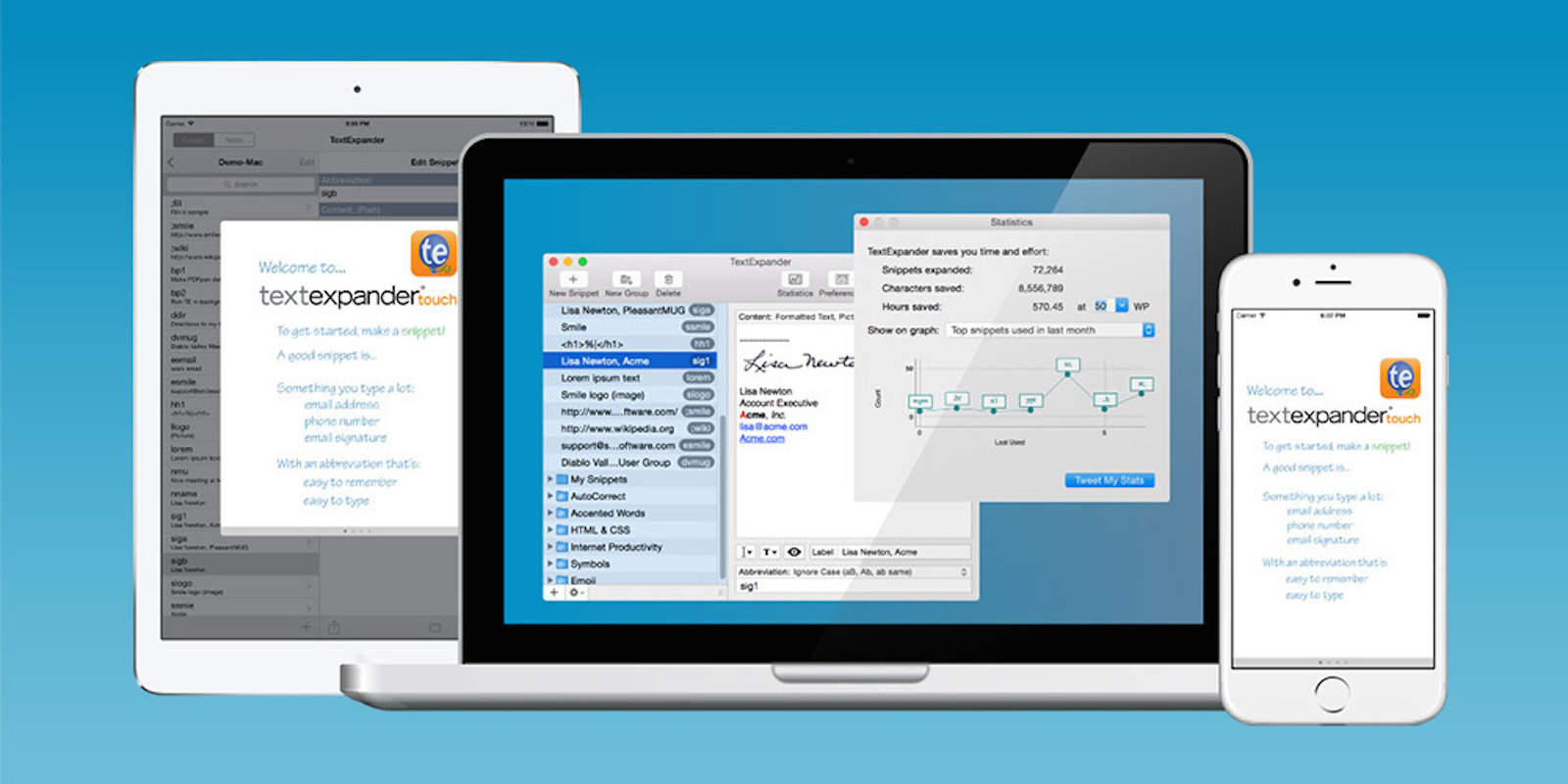 TextExpander helps you eliminate wasted minutes and hours of repeated phrases.