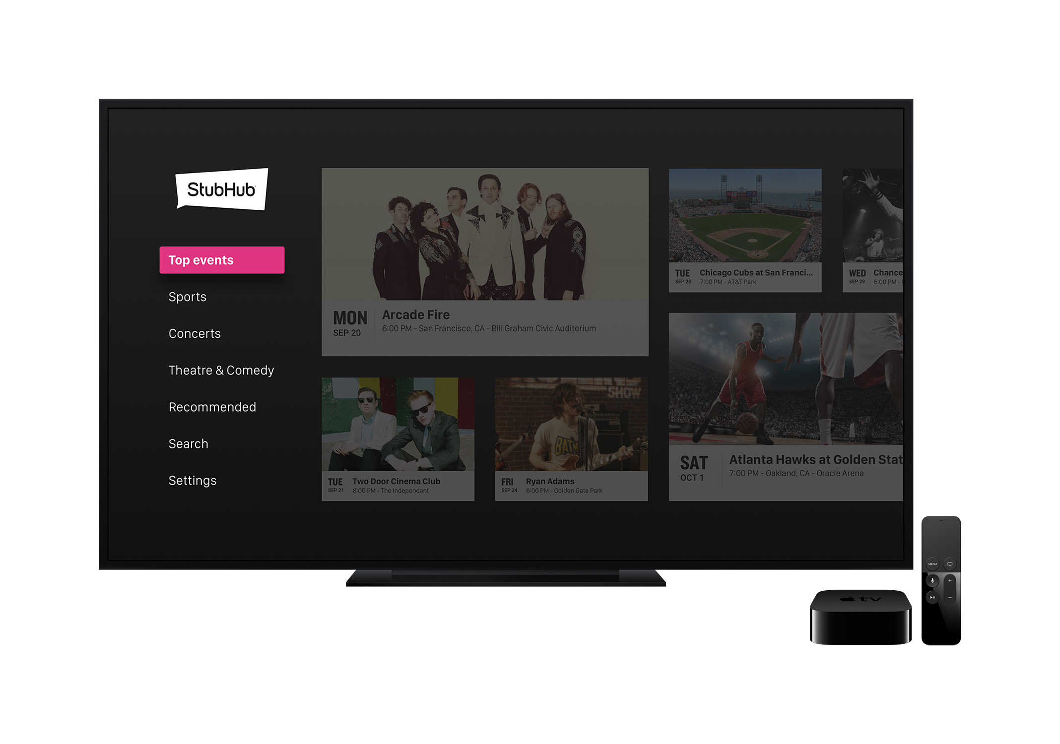 Stub Hub is now on Apple TV.