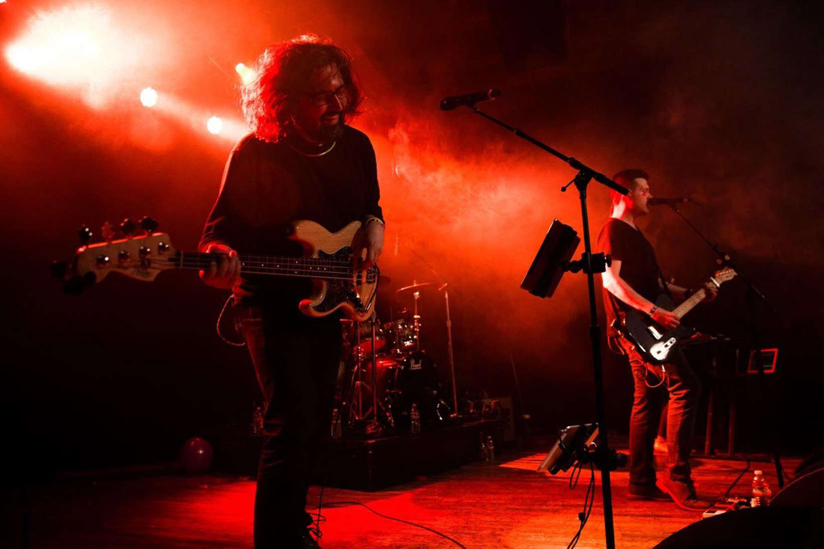 These guys rock — and design great apps. Bassist Joe Cieplinski, left, and lead guitar and vocalist, Dave Wiskus, of the band Airplane Mode.