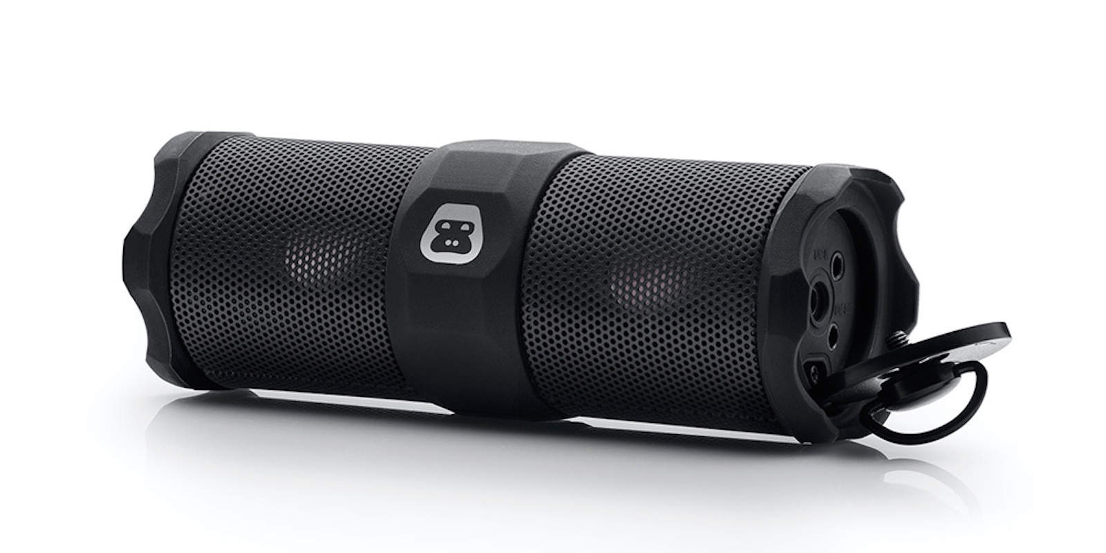 This Bluetooth speaker is made to move, with water-resistant coating and a protective metal grill.