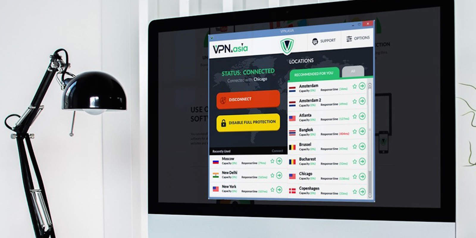 Protect and anonymize your online activity with this easy to use VPN.