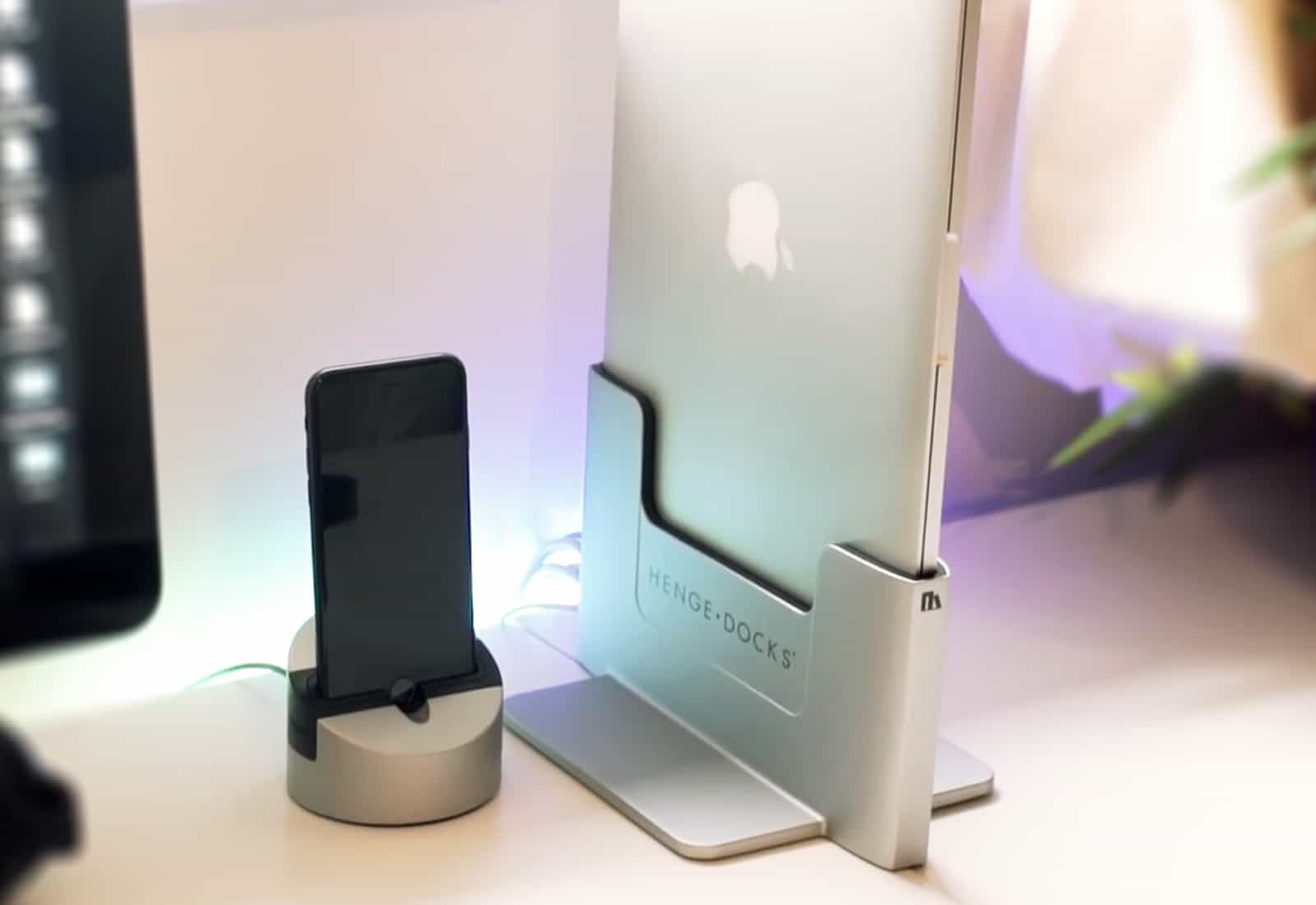Henge Docks' Vertical Docking Station, a MacBook Pro dock