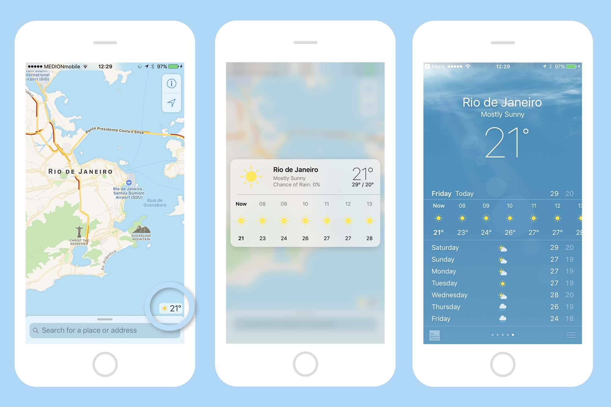 maps app 3d touch weather