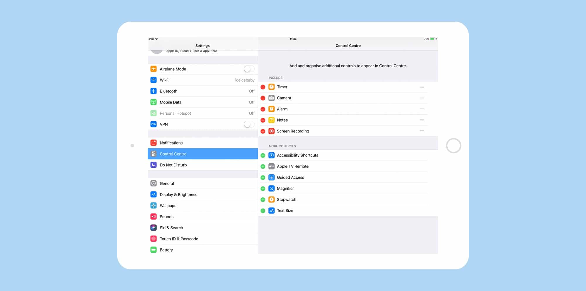 control center customization