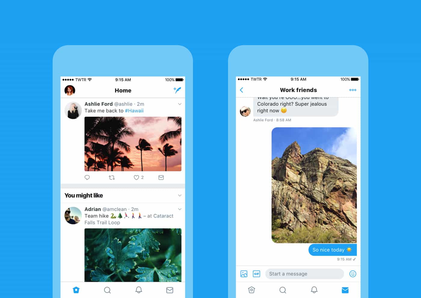 Twitter's fancy new look on iPhone.