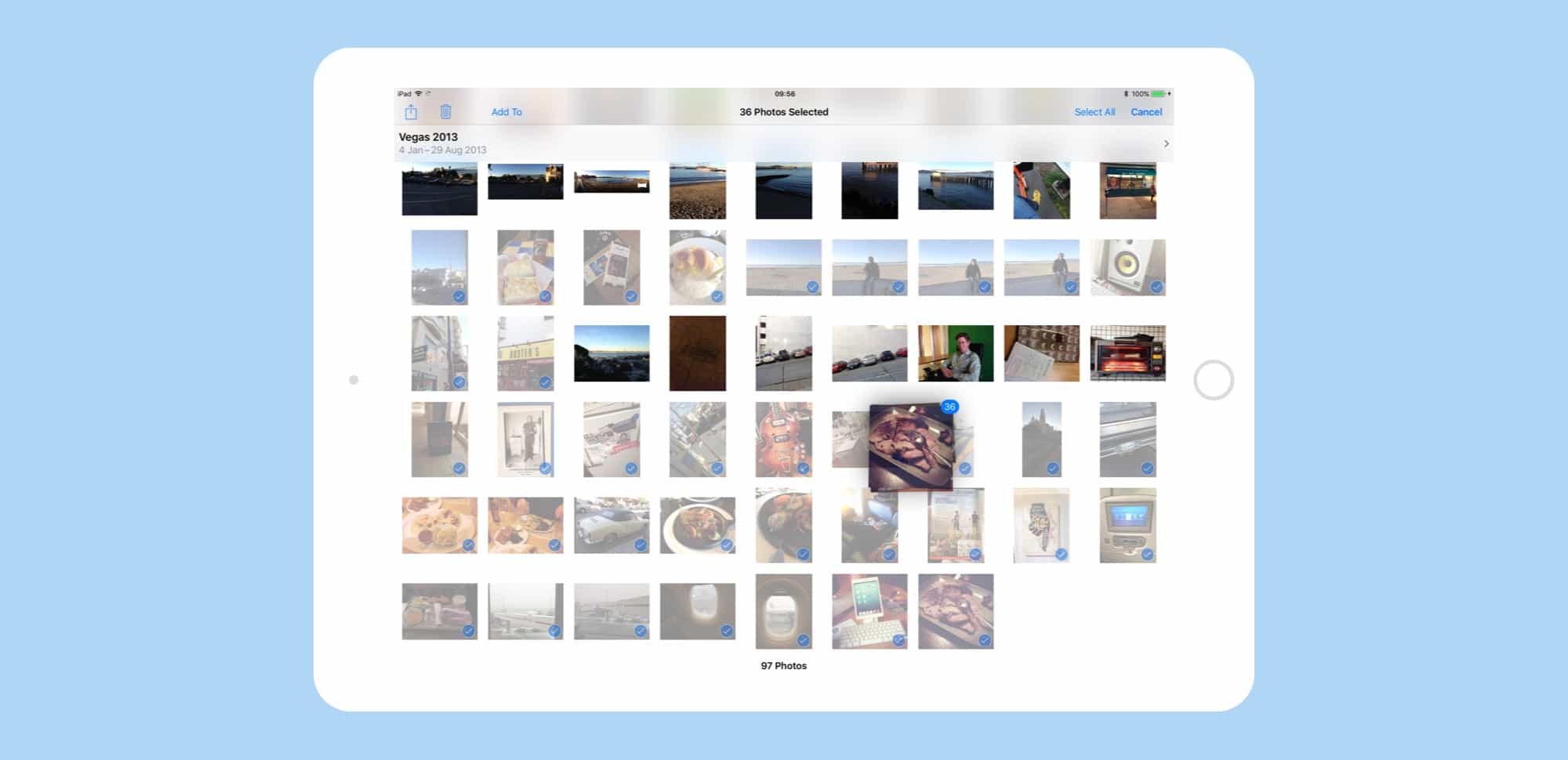 bulk select iOS photos