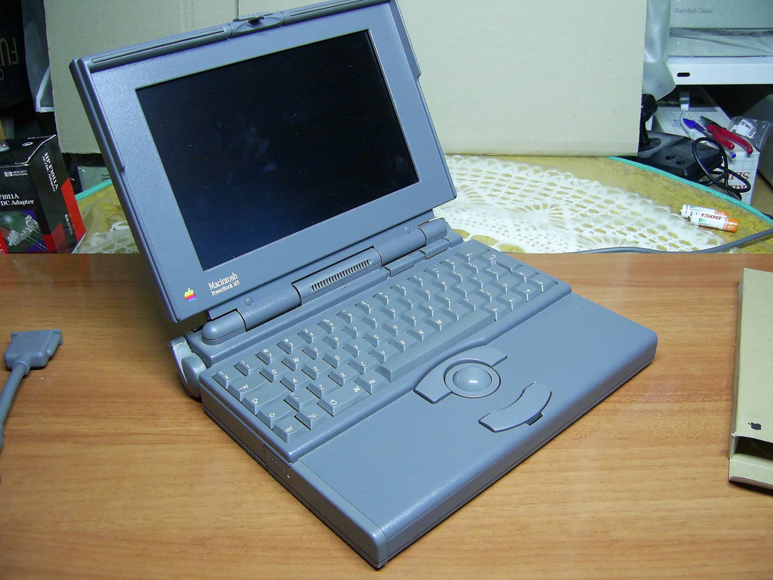 Photo of a PowerBook 165, Apple's most affordable laptop in 1993.