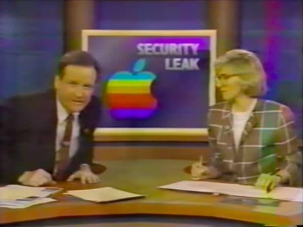 Still from a 1988 news report about a Macintosh Portable leak