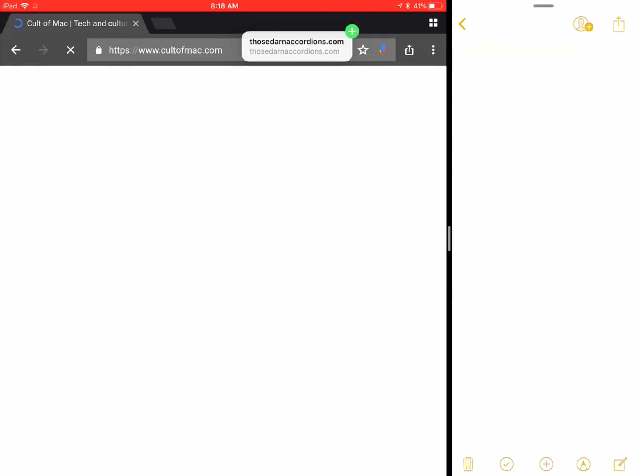 Chrome on iPad