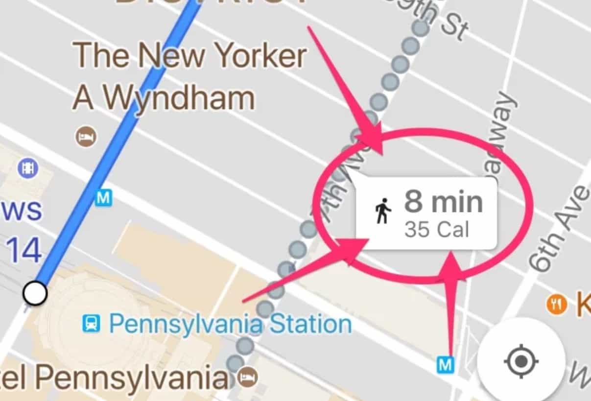 Google Maps calorie count